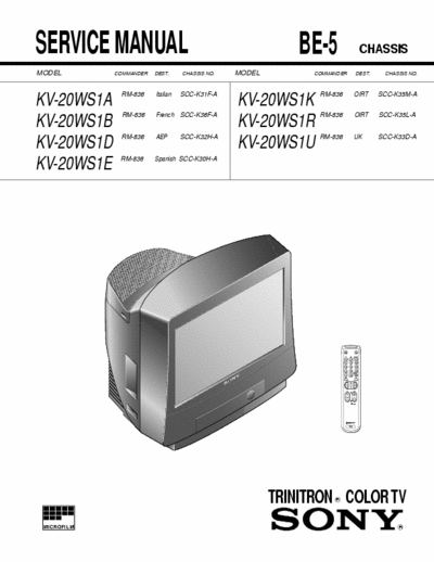 Sony KV-20WS1A_B_D....U Service Manual TV Sony Mod:KV-20WS1A...U